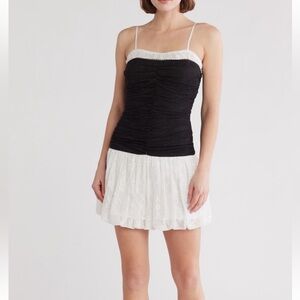 Lush Two Tone Lace Bubble Hem Minidress